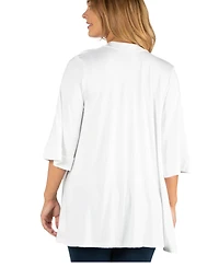 24Seven Comfort Apparel Open Front Elbow Length Sleeve Plus Size Cardigan