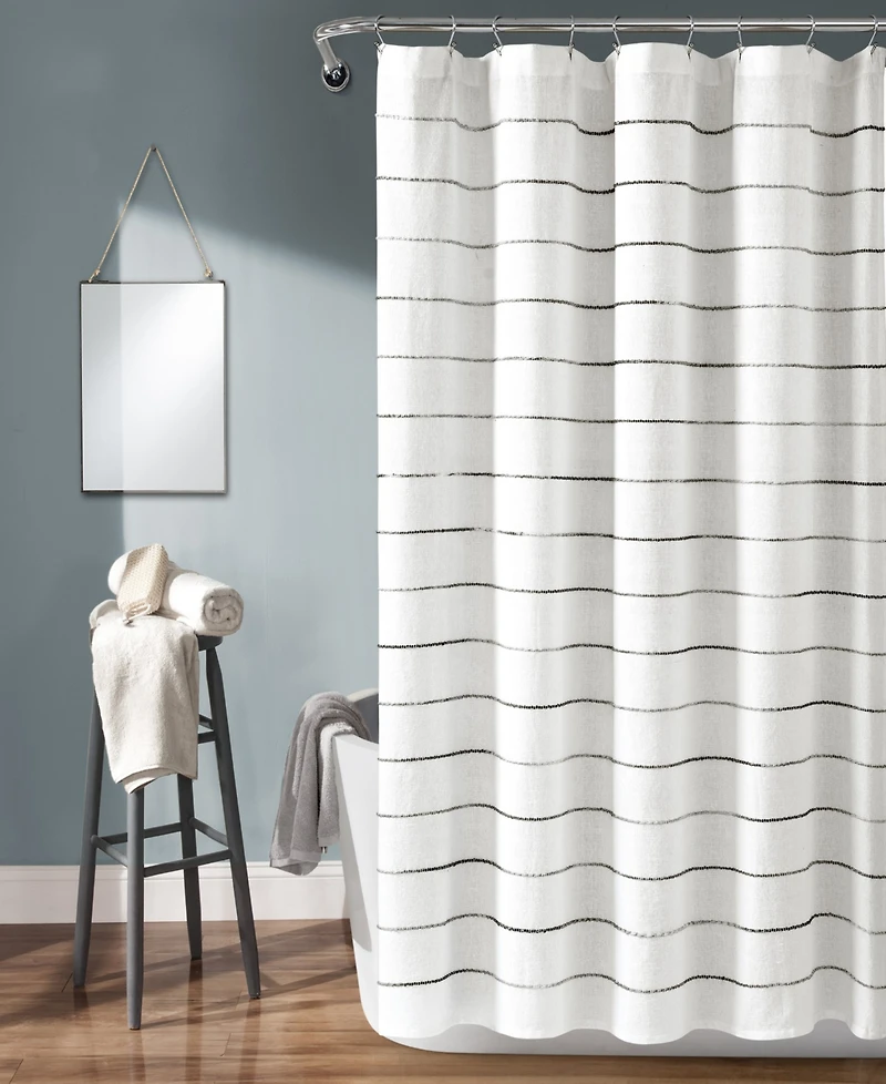 Lush Decor Ombre Stripe Yarn Dyed Cotton Shower Curtain, 72" x