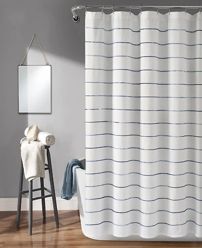Lush Decor Ombre Stripe Yarn Dyed Cotton Shower Curtain, 72" x