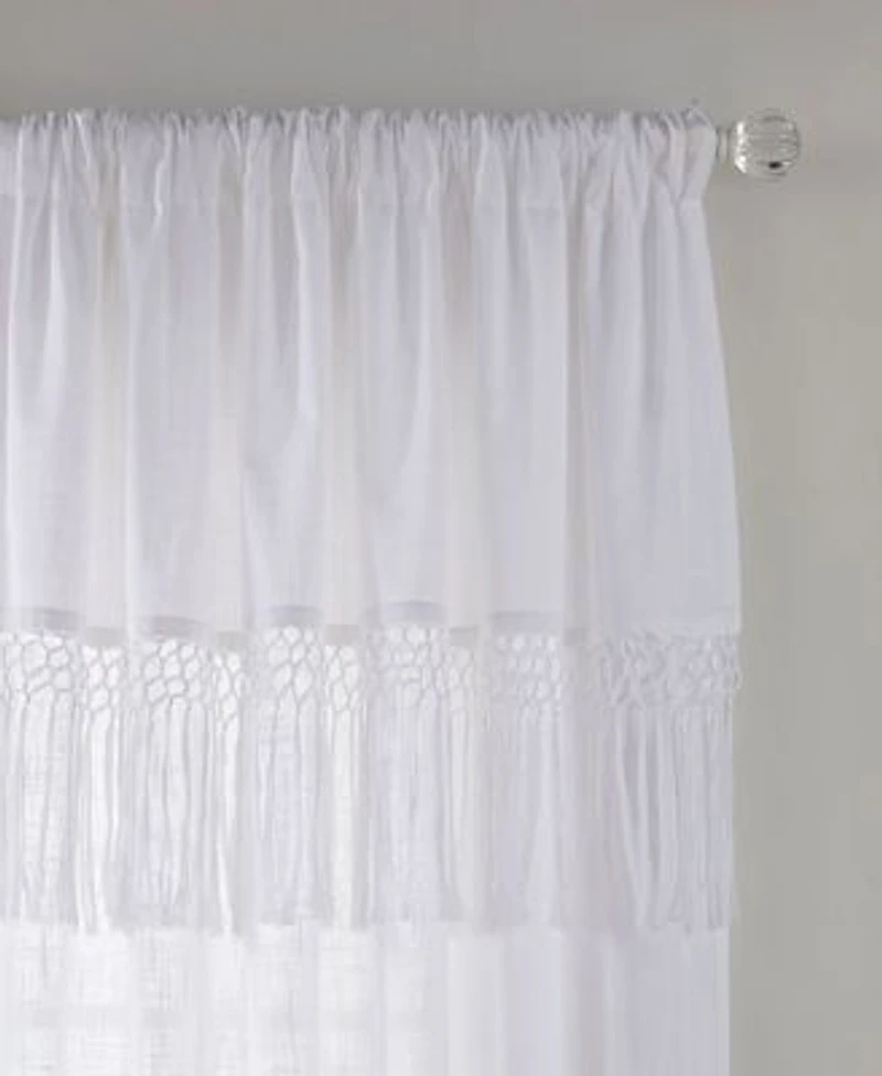 Elrene Home Fashions Calypso Macrame Tassel Semi Sheer Window Curtain