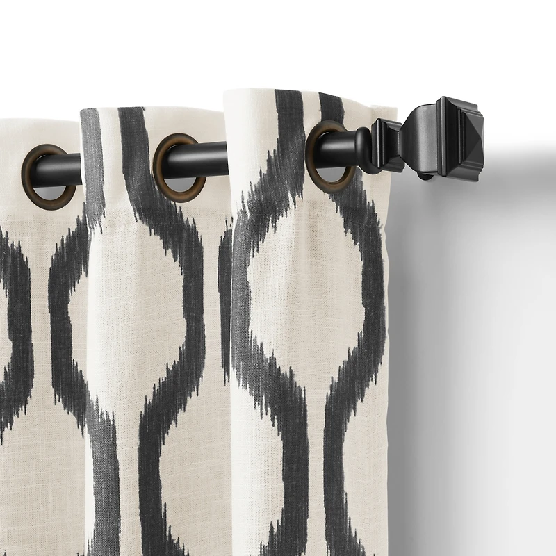 Elrene Home Fashions Renzo Ikat Geometric Linen Room Darkening Window Curtain