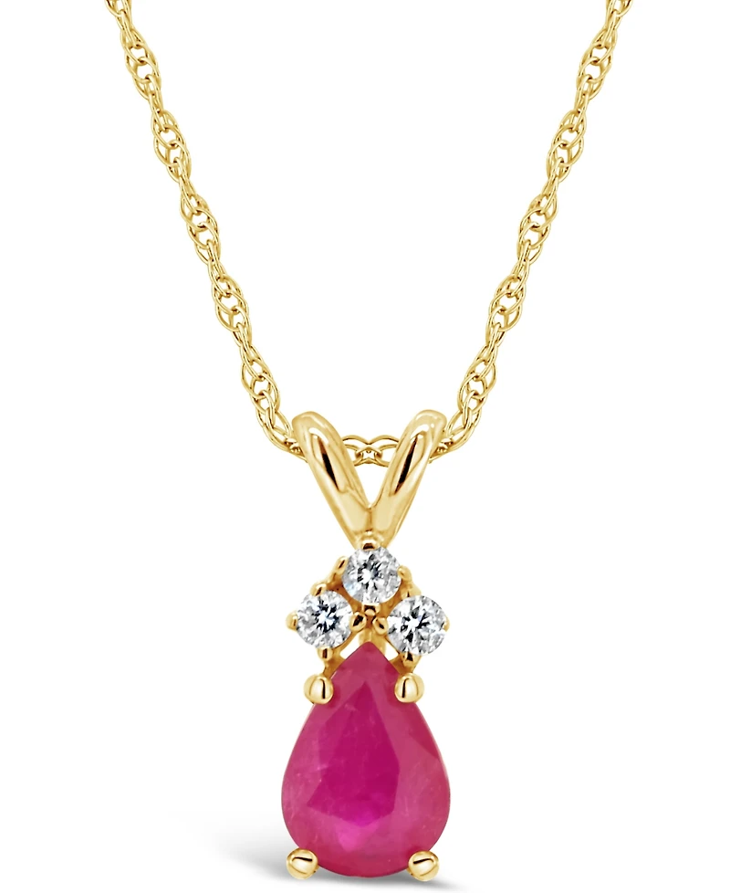 Sapphire (7/8 ct. t.w.) and Diamond Accent Pendant Necklace in 14k Yellow Gold (Also in Ruby & Emerald)