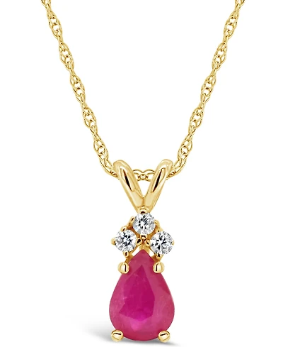 Sapphire (7/8 ct. t.w.) and Diamond Accent Pendant Necklace in 14k Yellow Gold (Also in Ruby & Emerald)