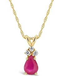 Sapphire (7/8 ct. t.w.) and Diamond Accent Pendant Necklace in 14k Yellow Gold (Also in Ruby & Emerald)