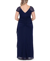 Xscape Plus Lace-Shoulder Gown