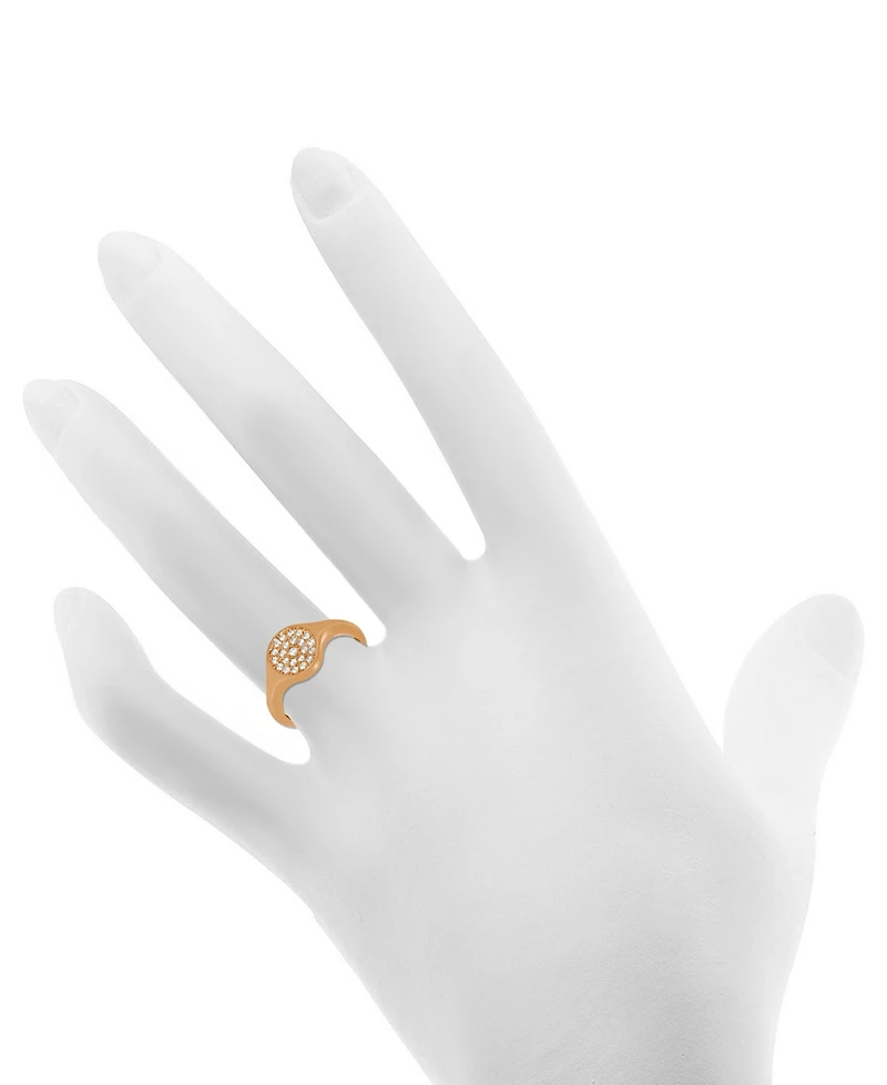 And Now This Crystal Pave Disc Ring Rose Gold-Plate