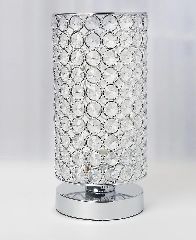 Elegant Designs Elipse Crystal Bedside Nightstand Cylindrical Uplight Table Lamp