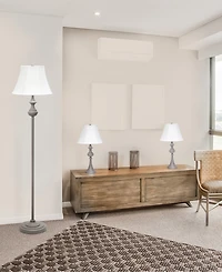 Elegant Designs Traditionally Crafted 3 Pack Lamp Set 2 Table Lamps, 1 Floor Lamp Shades