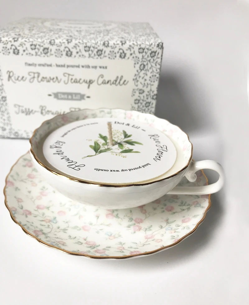 Dot & Lil Rice Flower Teacup Candle