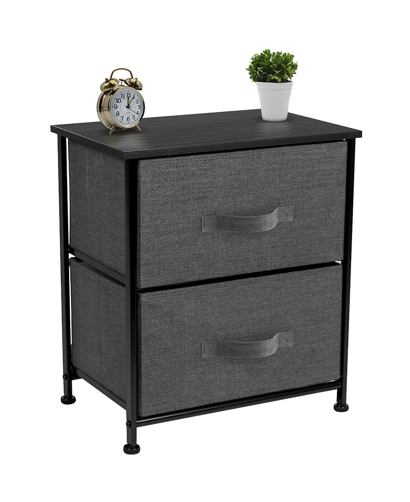 Sorbus Nightstand with 2 Drawers - Steel Frame, Wood Top & Easy Pull Fabric Bins Great for Home, Bedroom, Office College Dorm