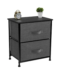 Sorbus Nightstand with 2 Drawers - Steel Frame, Wood Top & Easy Pull Fabric Bins Great for Home, Bedroom, Office College Dorm