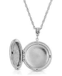 2028 Silver Tone Enamel Round Paw and Bones Necklace
