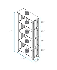 Yu Shan Mission Style 5-Shelf Bookcase