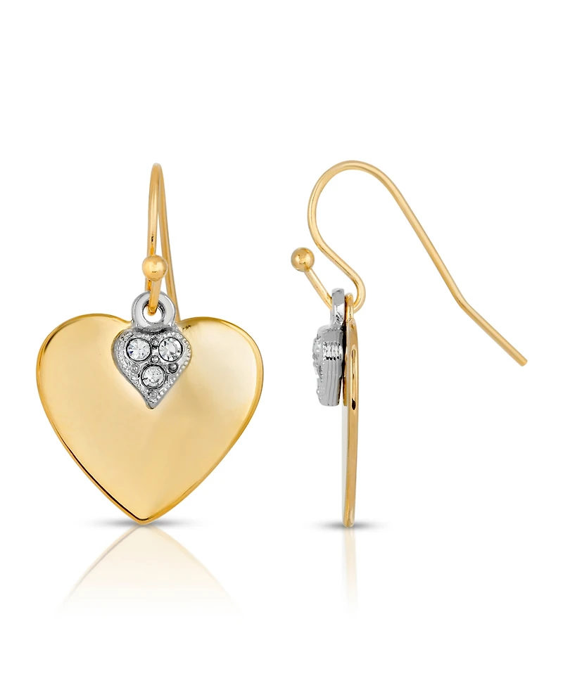 2028 14K Gold-Dipped and Clear Crystal Heart Earrings