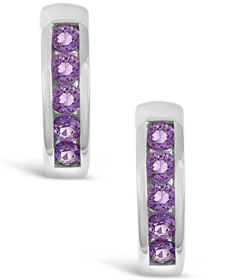 Swiss Blue Topaz (9/10 ct. t.w.) Huggie Hoop Earrings Sterling Silver (Also Available Citrine or Amethyst)