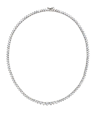 Cubic Zirconia Graduated Tennis 16" Collar Necklace in Sterling Silver
