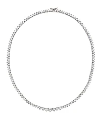 Cubic Zirconia Graduated Tennis 16" Collar Necklace in Sterling Silver