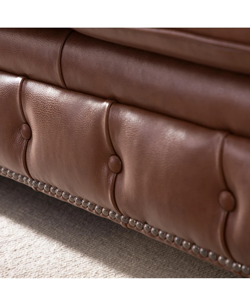 Alexandon Leather Chesterfield Tufted Sofa with Roll Arm