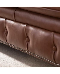 Alexandon Leather Chesterfield Tufted Sofa with Roll Arm