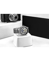 Stuhrling Men's Black - Silver Tone Stainless Steel Bracelet Watch 49mm