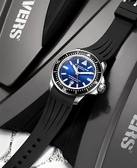 Stuhrling Men's Black Silicone Rubber Strap Watch 43mm