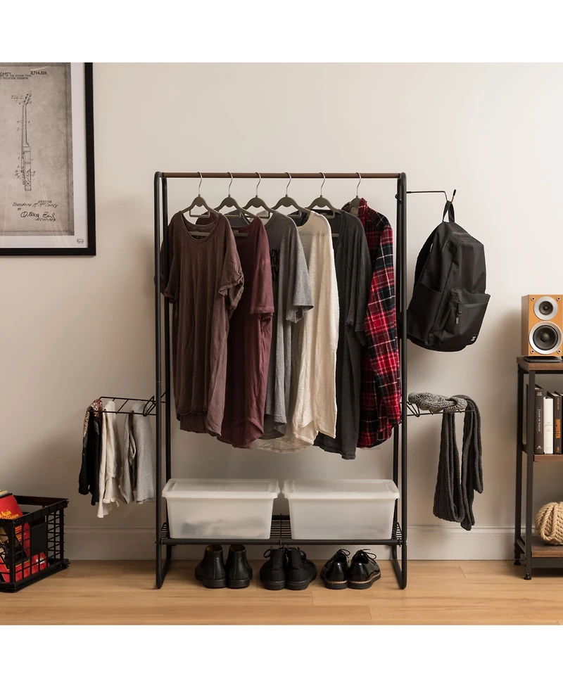 Iris Metal Freestanding Garment Rack with 3 Shelves