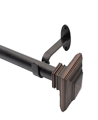 Elrene Home Fashions Florence 1" Diameter Adjustable Curtain Rod Set with Decorative Square Finials