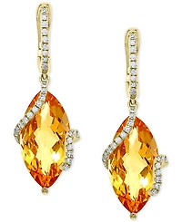 Effy Citrine & Diamond Drop Earrings 14k Gold (Also available Pink Amethyst, Green Amethyst and London Blue Topaz)
