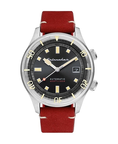Spinnaker Men's Bradner Automatic Red Genuine Leather Strap Watch 42mm
