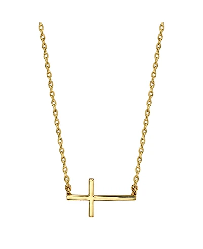 Unwritten Thin East West Cross Station Plated Silver Necklace