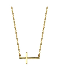 Unwritten Thin East West Cross Station Plated Silver Necklace