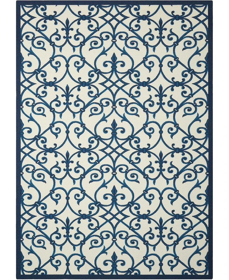 Long Street Looms Backyard BAC093 Blue 4'4" x 6'3" Outdoor Area Rug
