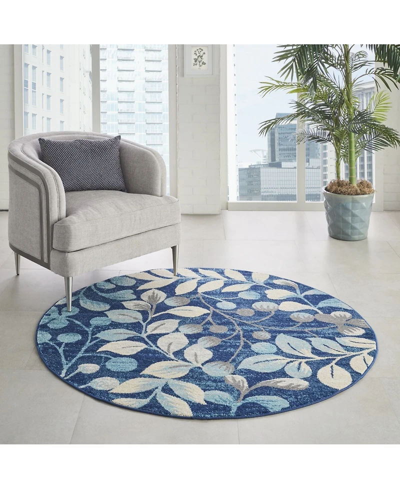 Long Street Looms Peace PEA03 Navy 5'3" Round Area Rug