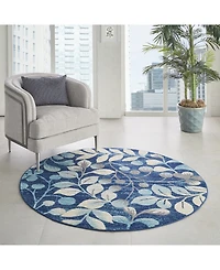 Long Street Looms Peace PEA03 Navy 5'3" Round Area Rug