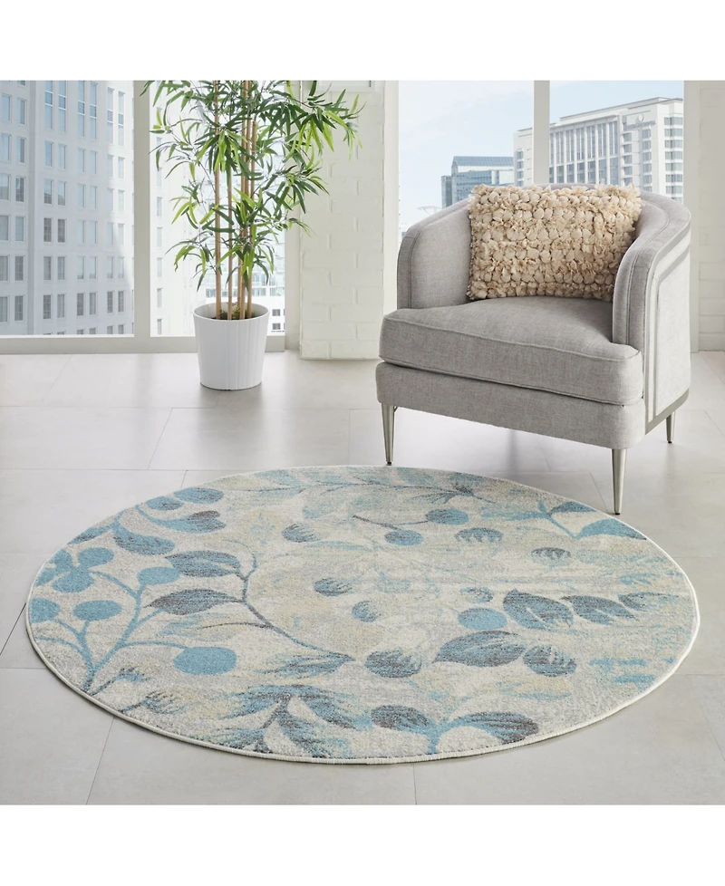 Long Street Looms Peace PEA03 Ivory 5'3" Round Area Rug