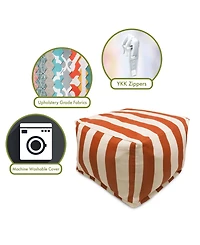 Majestic Home Goods Vertical Stripe Ottoman Square Pouf 27" x 17"