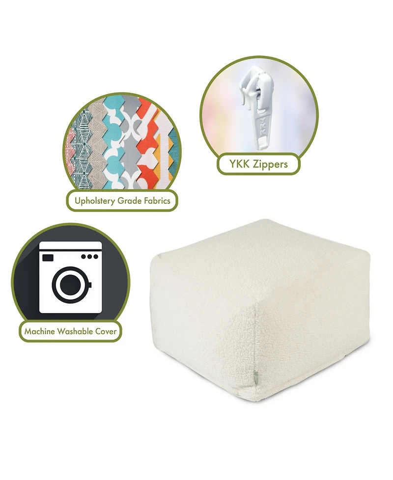 Majestic Home Goods Sherpa Ottoman Square Pouf 27" x 17"