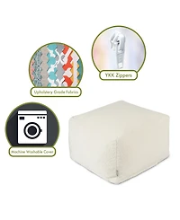 Majestic Home Goods Sherpa Ottoman Square Pouf 27" x 17"