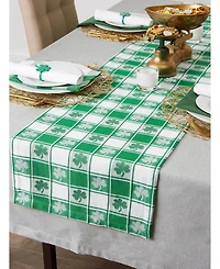 Design Imports Shamrock Woven Check Table Runner
