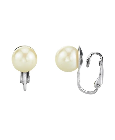 2028 Silver Tone Imitation Pearl Clip Earrings