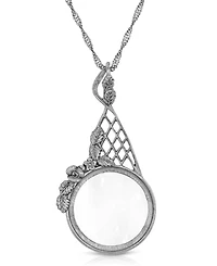 2028 Gold Tone Filigree Magnifying Glass 28" Necklace