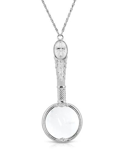 2028 Antiqued Pewter Cross Etched Magnifier 28" Necklace