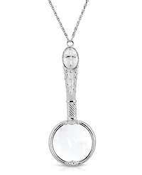 2028 Antiqued Pewter Cross Etched Magnifier 28" Necklace