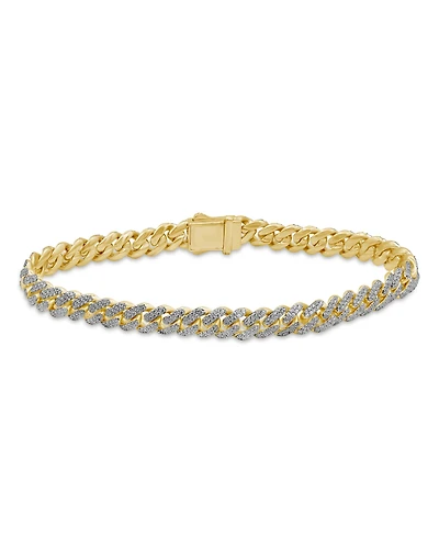 Men's Diamond (3 ct. t.w.) Cuban Link Bracelet in 10K Yellow Gold