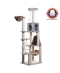 Armarkat Real Wood Cat Climber Play House, A7802 Cat furniture With Playhouse, Lounge Basket