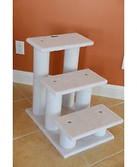Armarkat 3 Step Real Wood Cat Step Stairs Ramp, 25" Height Dogs Climber And Kitten Steps B3001