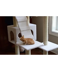 Armarkat B7701 Classic Real Wood Cat Tree In Ivory, Jackson Galaxy Approved, Multi Levels With Ramp, Three Perches, Two Condos