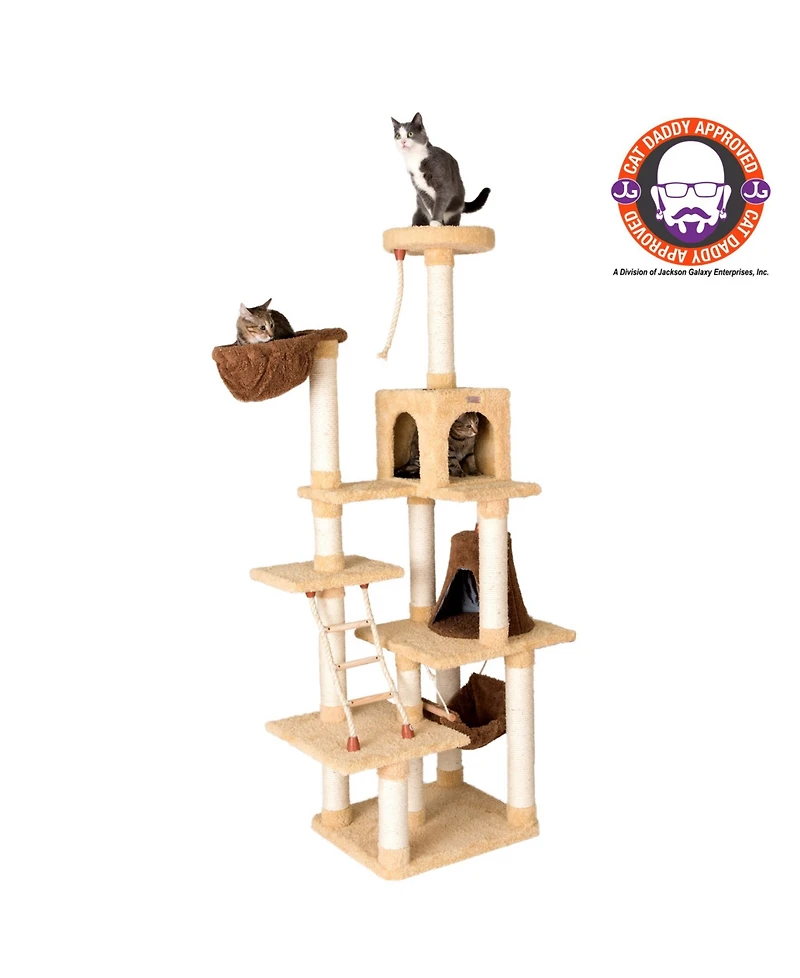 Armarkat Real Wood Cat Climber Play House, X7805 Cat furniture With Playhouse,Lounge Basket
