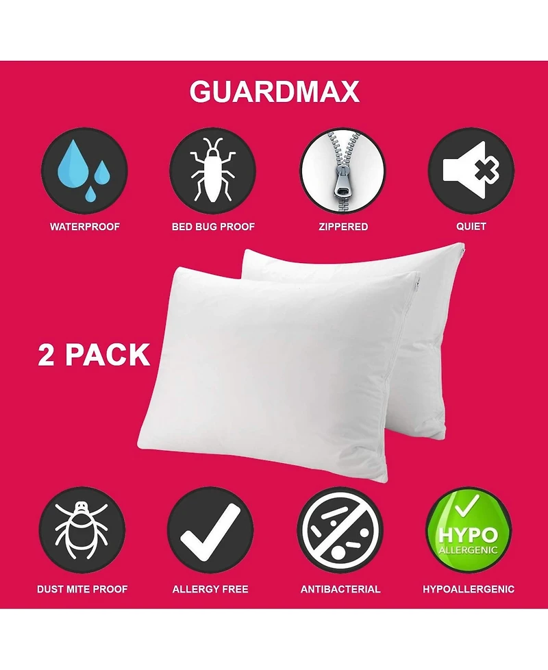 Waterproof Zippered Pillow Protector - King Size - 2 Pack