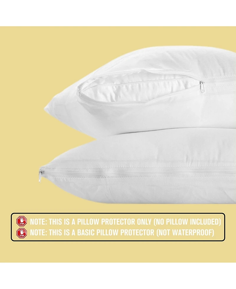 Circles Home 100% Cotton Breathable Pillow Protector with Zipper – White ( Pack